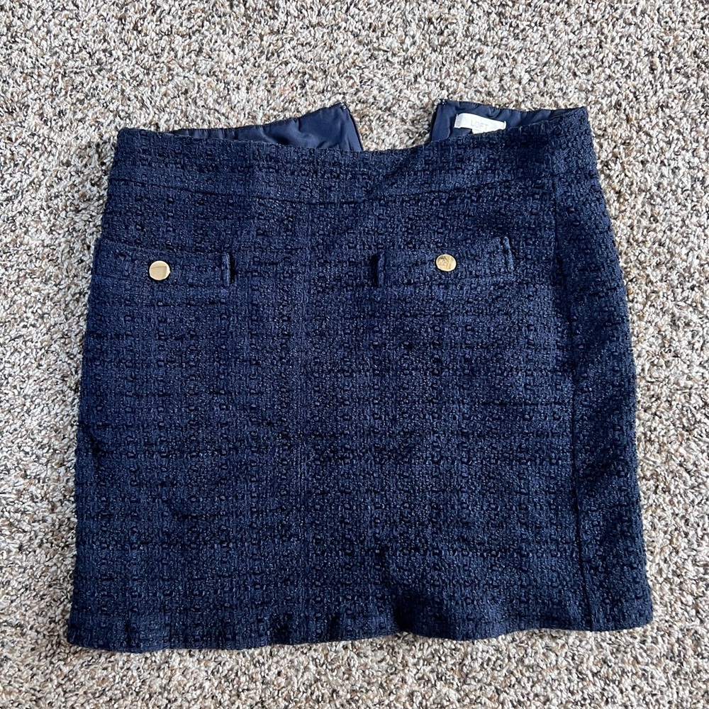 Loft tweed skirt - navy Blue size 8